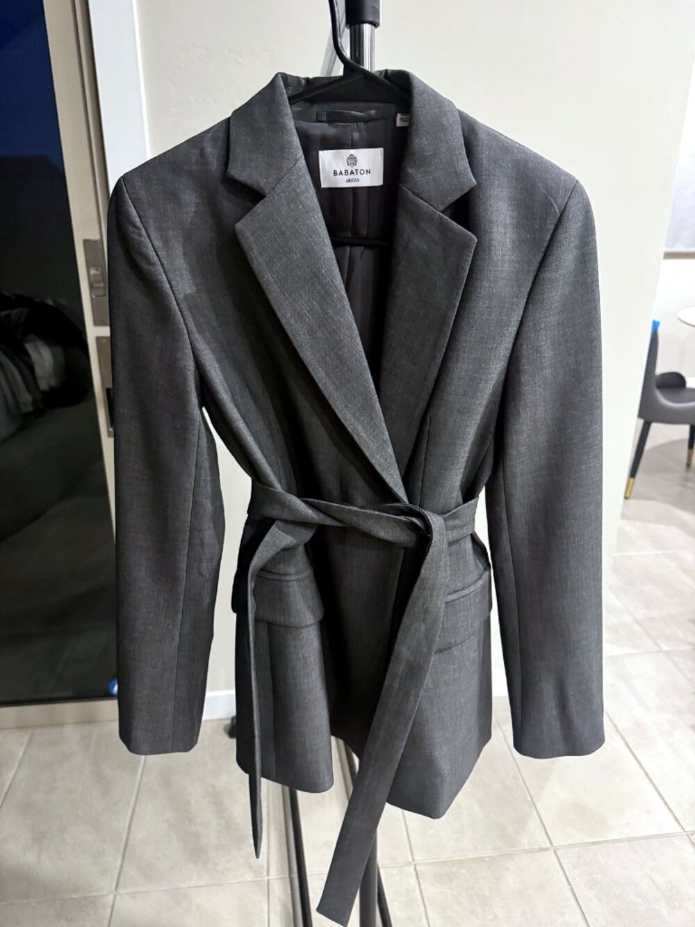 Babaton Aritzia Belted Blazer Charcoal Grey Size 00